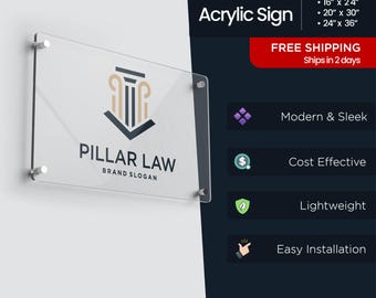 Custom Acrylic Wall Sign – Professional Office Logo & Business Name Sign – Clear Wall Plaque