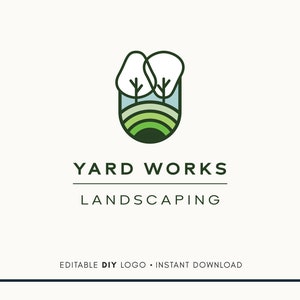 Editable Logo Design - Landscaping Logo Design - Landscape Logo - Landscaper Logo - Landscape Logo Design - Lawn Care Logo -Lawn Mowing Logo
