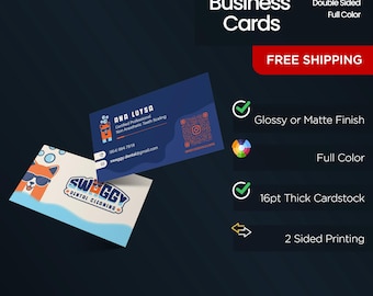 Custom Business Cards – Full Color Printing – Glossy or Matte 16pt Professional Cards