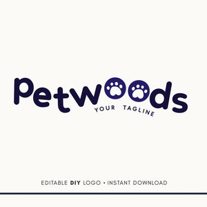 Editable Logo Design - Pet Shop Logo - Pet Store Logo - Pet Logo Design - Pet Business Logo - Dog Walking Logo - Pet Sitting Logo - Dog Paw