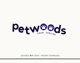 Editable Logo Design - Pet Shop Logo - Pet Store Logo - Pet Logo Design - Pet Business Logo - Dog Walking Logo - Pet Sitting Logo - Dog Paw