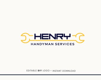 Editable Logo Design - Handyman Logo Design - Handyman Services Logo -  Handyman logo template - Home repair logo - Maintenance logo