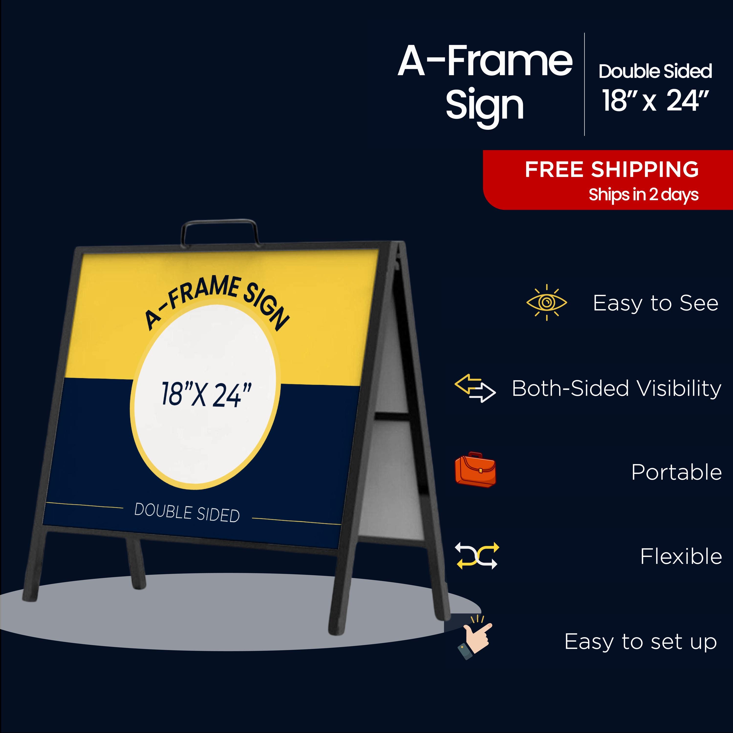 A-frame Sign - Custom 18x24 Sidewalk Sign - Double-sided Folding ...
