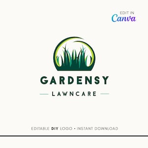 Editable Logo Design - Lawncare Logo - Lawn Care Logo Design - Lawn Mower Logo - Lawn Care Service Logo - Landscaper Logo - Grass Logo
