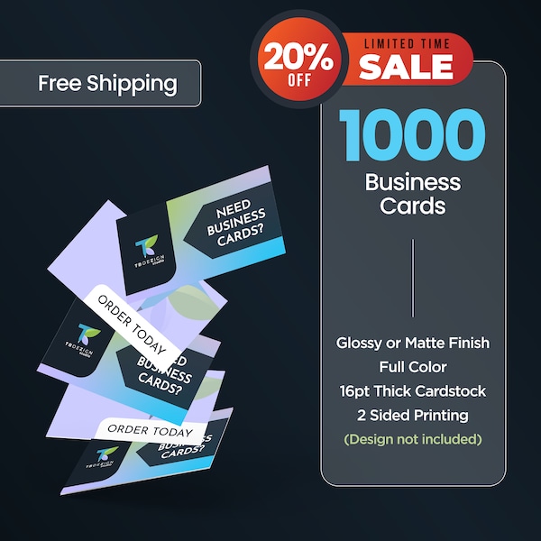 1000 Business Cards, High Quality 16p, Glossy or Matte Finish | Print Business Card | Print 1000 Business Cards | Business Card Printing