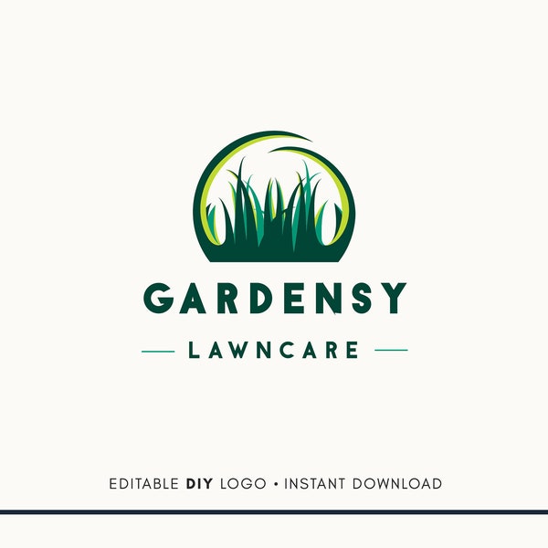 Editable Logo Design - Lawncare Logo - Lawn Care Logo Design - Lawn Mower Logo - Lawn Care Service Logo - Landscaper Logo - Grass Logo