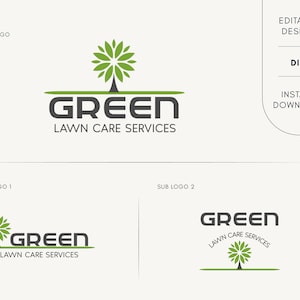 Bearbeitbares Logo-Design - Rasenpflege-Logo - Rasenpflege-Logo-Design - Rasenmäher-Logo - Rasenpflege-Service-Logo - Landschaftsgestalter-Logo - Gras-Logo