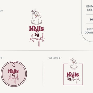 Editable Logo Design - Nails Logo Design - Nails Tech Logo - Nails by Logo - Logo for Nail - Logo for Nail Tech - Manicurist Logo - Manicure