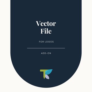 May include: A dark blue graphic with white text that reads "Vector File" and "FOR LOGOS" with a thin white line below the text. The text "ADD-ON" is below the line. A green, blue, and white stylized letter "T" is in the bottom right corner.