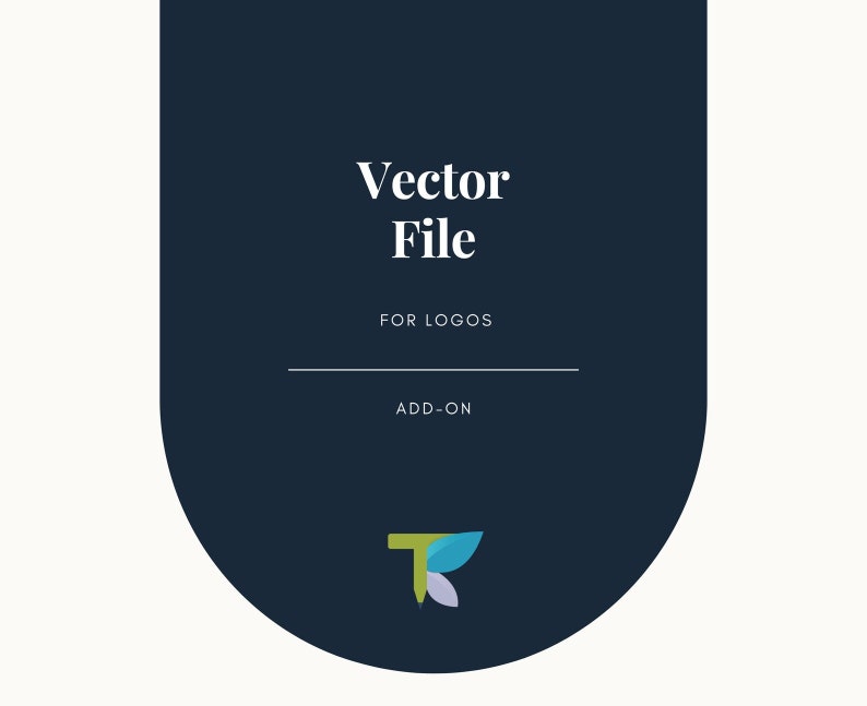 May include: A dark blue graphic with white text that reads "Vector File" and "FOR LOGOS" with a thin white line below the text. The text "ADD-ON" is below the line. A green, blue, and white stylized letter "T" is in the bottom right corner.