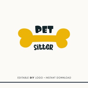 Editable Logo Design - Pet Sitting Logo - Pet logo Design - Pet Care Logo - Dog Sitting Logo - Dog Care Logo - Dog Bone Logo