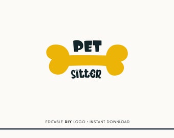 Editable Logo Design - Pet Sitting Logo - Pet logo Design - Pet Care Logo - Dog Sitting Logo - Dog Care Logo - Dog Bone Logo