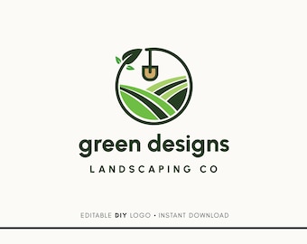 Bearbeitbares Logo-Design - Landschaftsbau-Logo-Designs - Landschafts-Logo - Garten-Logo - Landschafts-Logo-Design - Rasenpflege-Logo - Rasenmähen-Logo