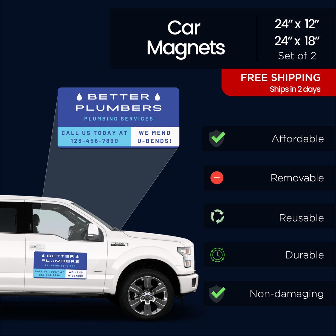 Custom Car Magnets - Business Vehicle Magnets - Magnetic Signs for Cars ...