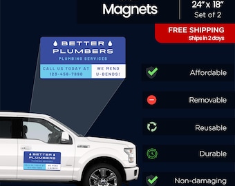 Custom Car Magnets - Business Vehicle Magnets - Magnetic Signs for Cars, Trucks and Vans - Reusable Advertising Magnets - Logo Car Decals