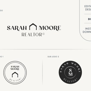 Editable Logo Design - DIY Realtor Logo - Real Estate Logo Design  - House Logo Realtor - Real Estate Logo Set - Home Real Estate Logo