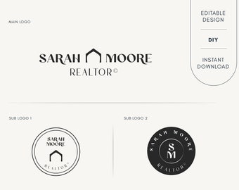 Editable Logo Design - DIY Realtor Logo - Real Estate Logo Design  - House Logo Realtor - Real Estate Logo Set - Home Real Estate Logo