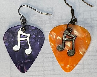 Orecchini a plettro per chitarra con nota da 16a