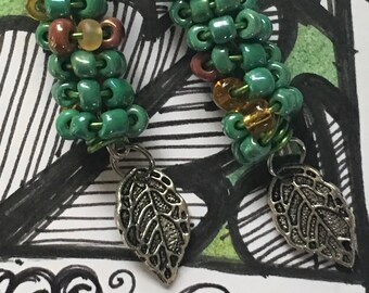 Greens of Spring Coiled Bead Earrings