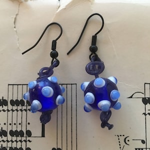 Pendientes de cuerda de arpa de burbuja azul