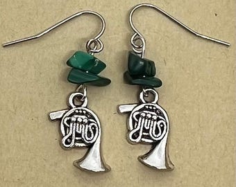 French Horn Malachite Earrings