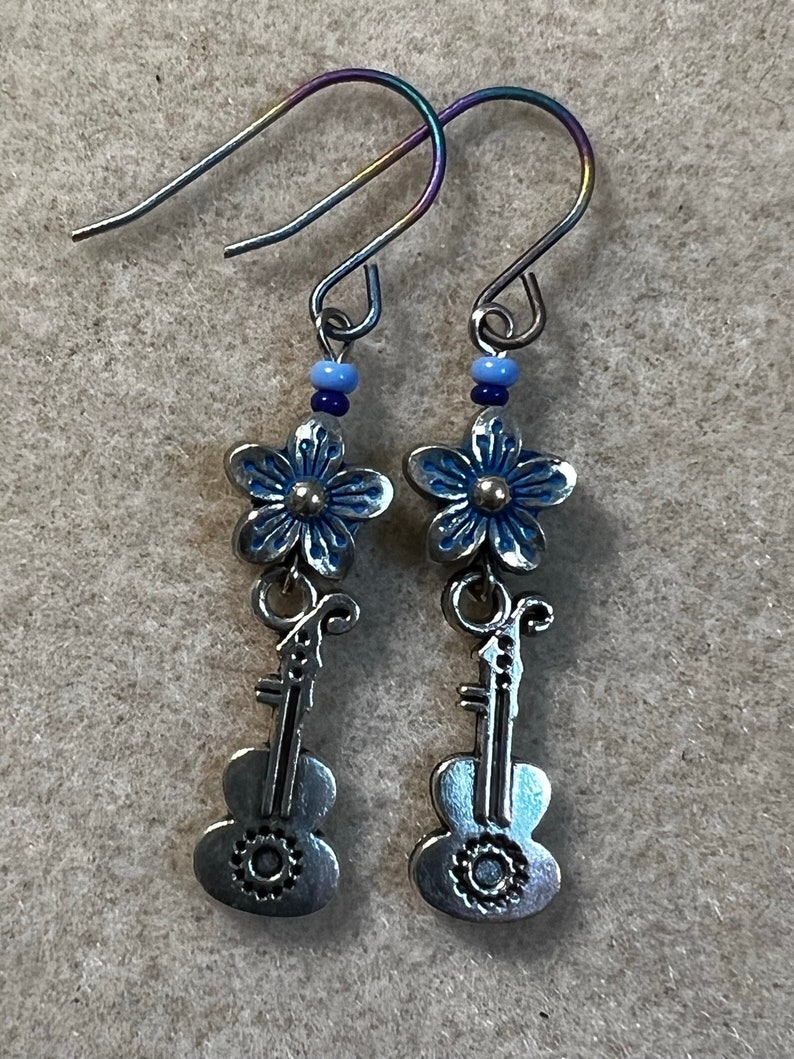Floral Ukulele Earrings Etsy