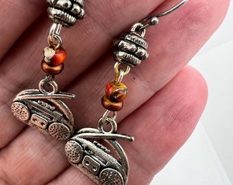 Retro Boom Box Charm Earrings