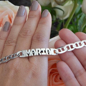 Sterling Silver Name Bracelet - Hand Carved - 6mm & 8mm - Silver Bracelet  - Personalized Bracelet - ID Bracelet - Custom Bracelet