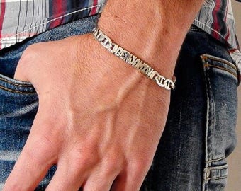 Pulsera con nombre personalizado - Plata de ley - Pulsera de identificación