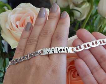 Sterling Silver Name Bracelet - Hand Carved - 6mm & 8mm - Silver Bracelet  - Personalized Bracelet - ID Bracelet - Custom Bracelet