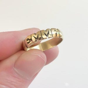 Hand Carved Brass Name Ring - 5mm