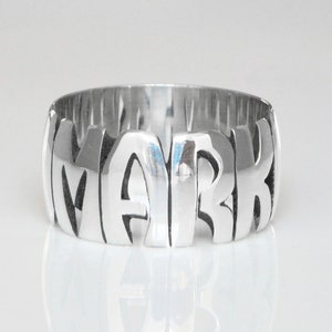 Sterling Silver Name Ring - 5mm, 7mm & 10mm Bands - Personalized Ring - Custom Ring - Gift - Ring - Hand Carved - Name Ring