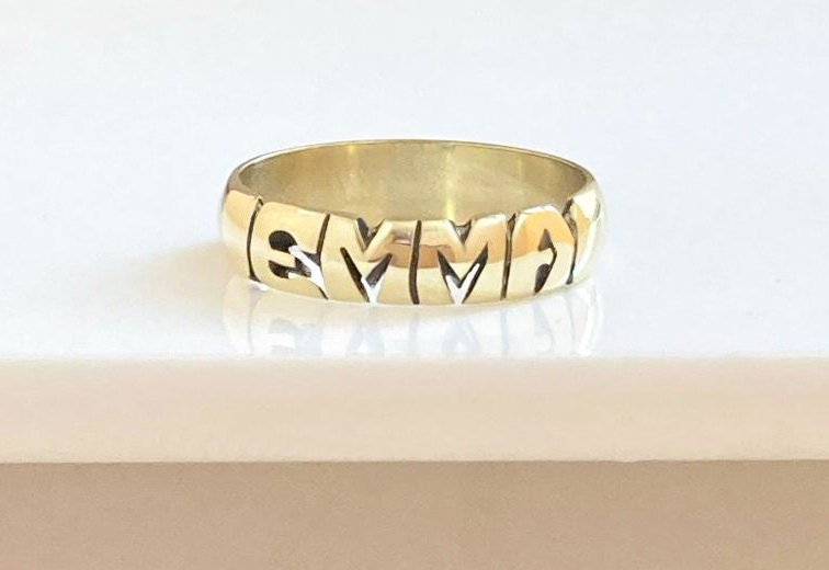 Hand carved name rings sale