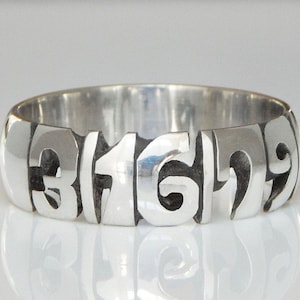 Sterling Silver Date Ring - 5mm, 7mm & 10mm Bands - Personalized Ring - Custom Ring - Anniversary Ring - Hand Carved - Hand Made