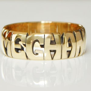 Gold Name Ring - 10kt Yellow Gold - 5mm & 7mm Bands - Hand Carved -  Custom Ring - Personalized Ring - Name Ring