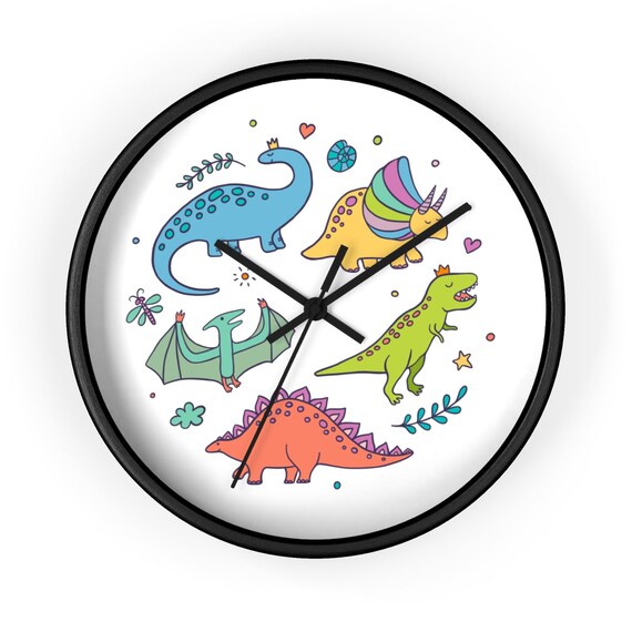 Dinosaur Wall Clock Kids Bedroom Wall Art Nursery Decor Dinosaur Decor