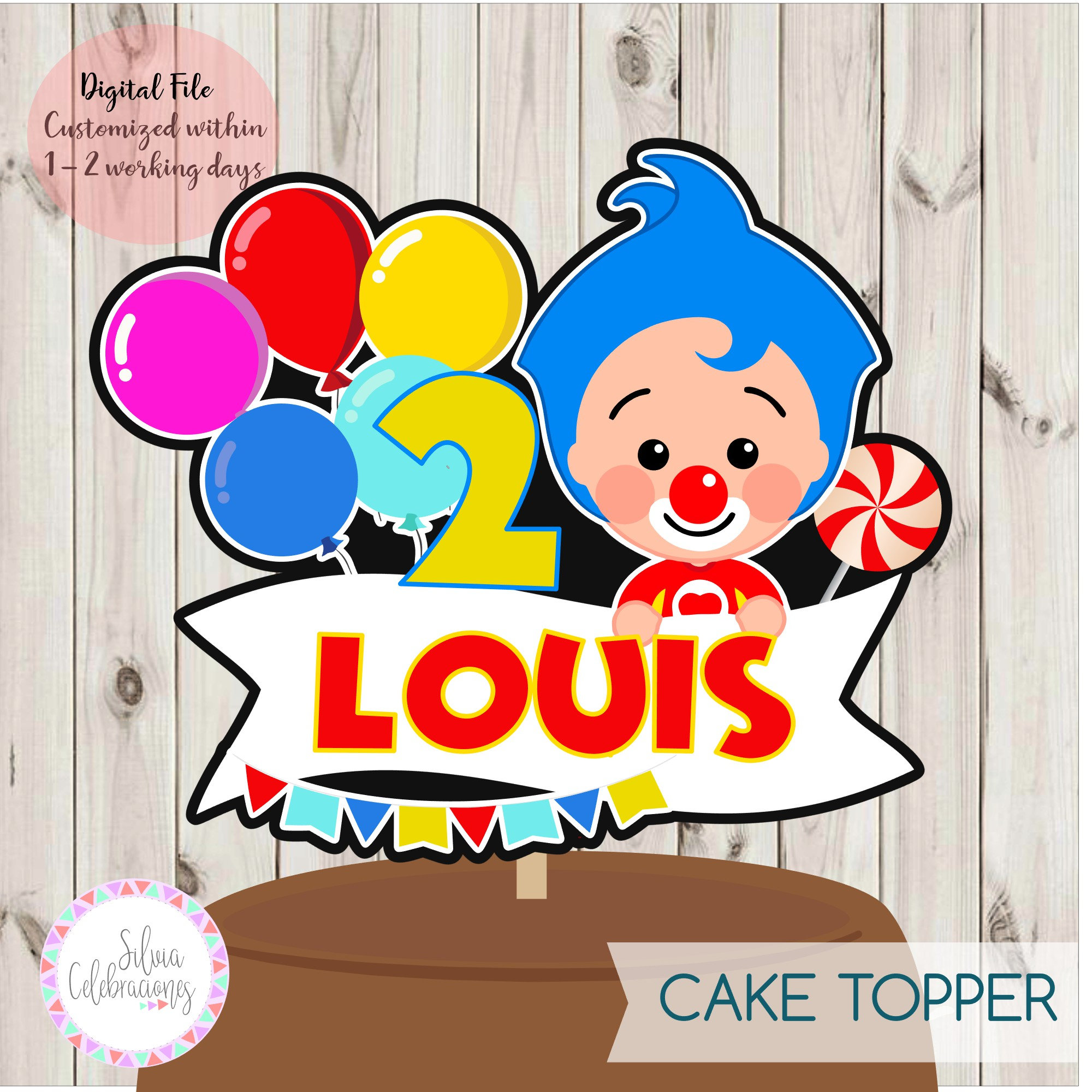 Plim Plim Cake Topper imprimible Plim Plim Signo Plim Plim