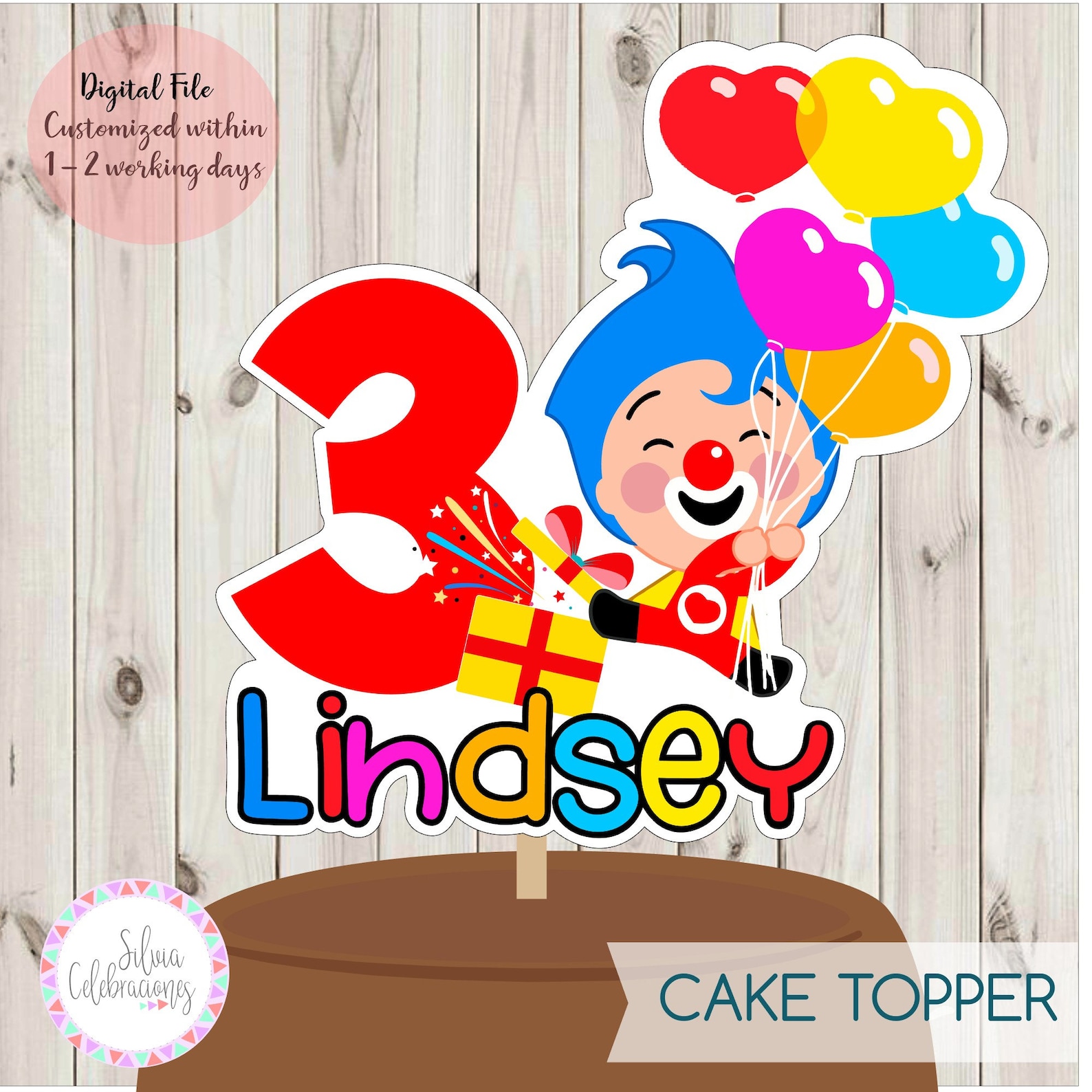 Plim Plim Cake Topper imprimible Plim Plim Signo Plim Plim