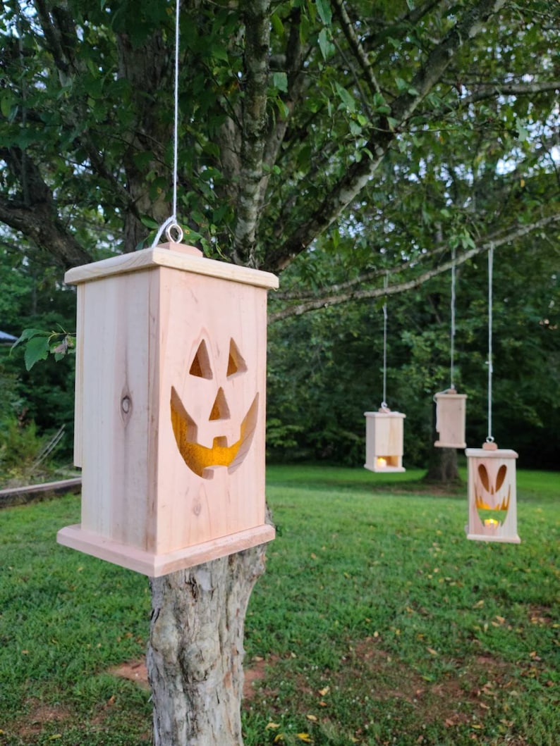 Wooden Jack O LANTERN BOX Rustic Halloween Lantern Etsy
