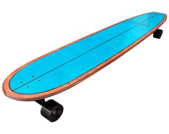 BIRCH 60&quot; LOG Surf Inspired Longboard Cruiser Skateboard Complete Setup Made in California (Blue)