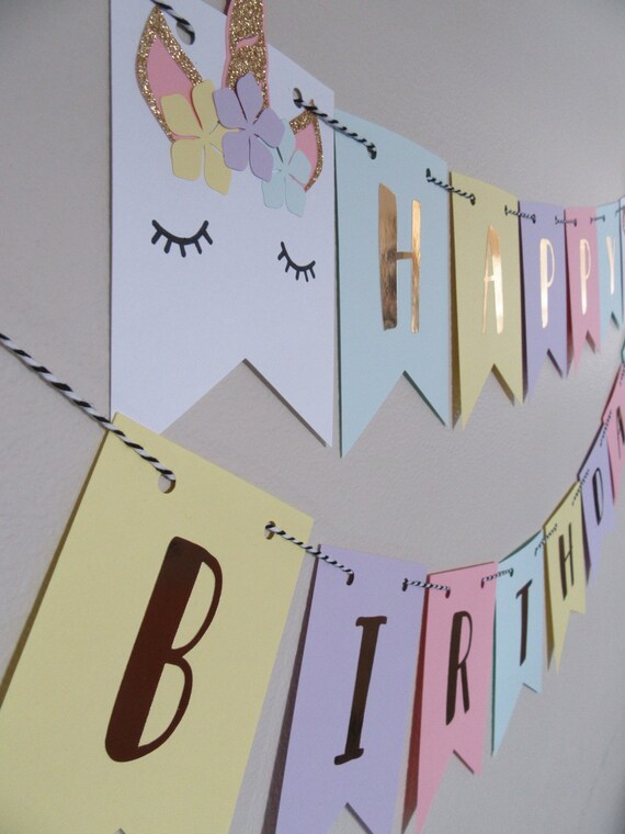 unicorn happy birthday name banner birthday name banner