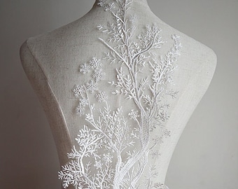Exquisite Wedding Lace Applique, snow tree style Veil Applique for Wedding Gown, Bridal Dress Decor, Bodice lace  accessories