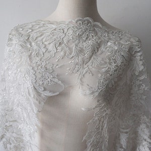 exquisite silver embroideried lace trim,  floral lace trim for bridal gown hem accessories bridal veil emblishment