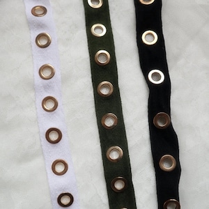 Schwarzes oder weißes Baumwoll-Tüllenband / Weißes Baumwoll-Ösenband, Baumwoll-Tülle Löcher Öse Vergoldetes Baumwoll-Twill-Band Schüttgut