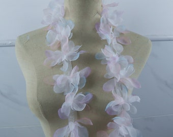 purple mix colors ruffled fabric floral trim, 3D flowers organza lace trim, tutu dress fabric, prop dress garment accessory