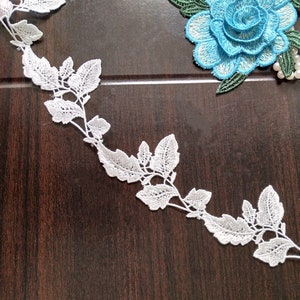 off white leaf Lace Trim by the yard, vintage guipure lace, 4.8 cm wide leaf motif embroidered venise lace trim for bridal veil lace