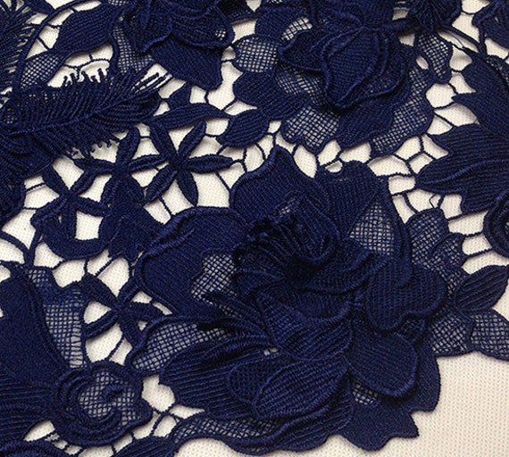 Midnight blue lace fabric deals