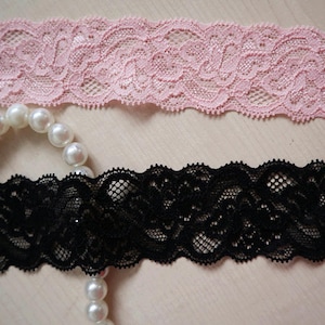 rosa Stretch Spitzenborte, elastische Spitzenborte, Schmuck Spitzenborte, Strumpfband Spitze
