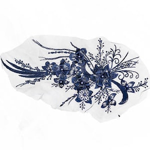 navy blue 3D flower lace applique, multi colors dark blue 3D floral Bridal Lace Applique for Costumes, Gown Hem, headpiece Accessories