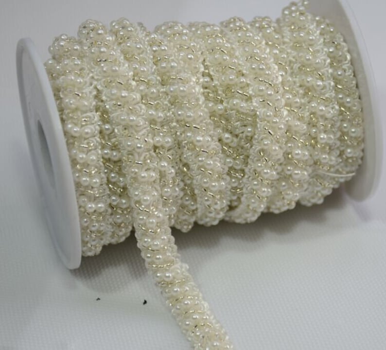 Beaded Lace Trim Beads Gold Trim Beaded Golden Trim for Home Etsy